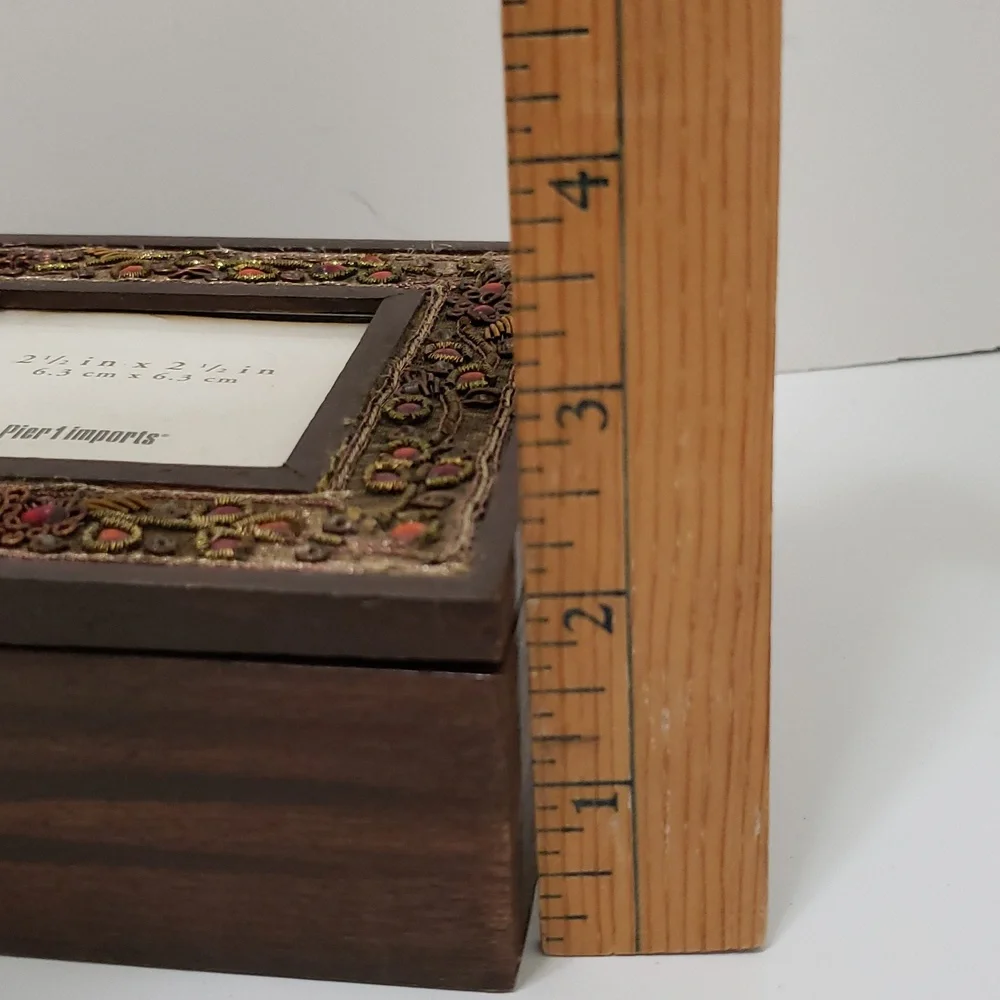 Pier 1 Brown Picture Wood Frame Keepsake Box